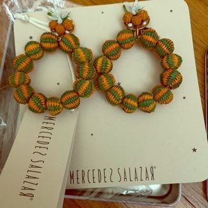 Mercedes Salazar Green & Orange Full Moon Earrings